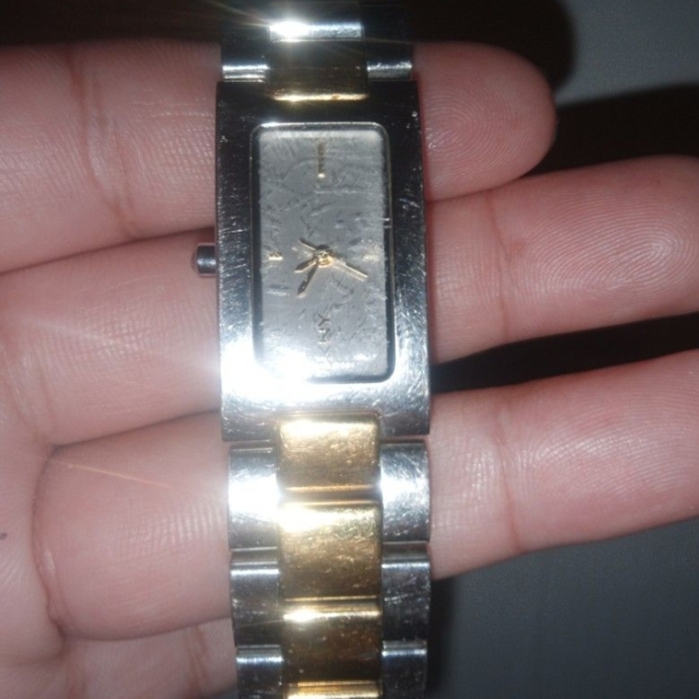 Two Tone DKNY Rectangular Watch